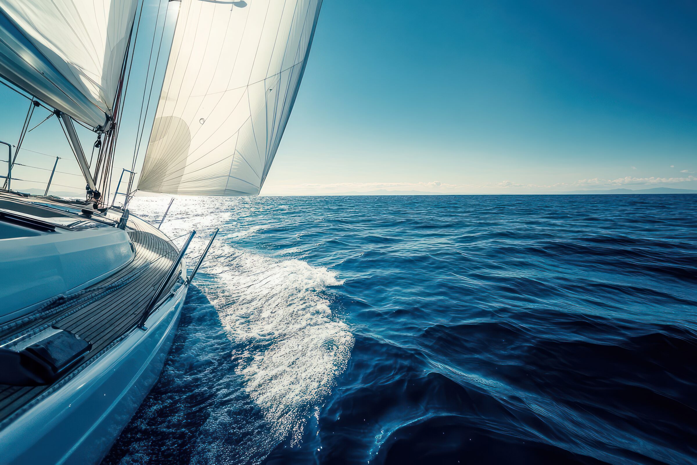 White sailboat on the open seas
